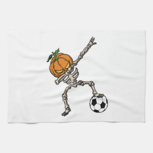 Lustige Dabbing-Kürbiskopf-Fußball-Geschenkidee Geschirrtuch