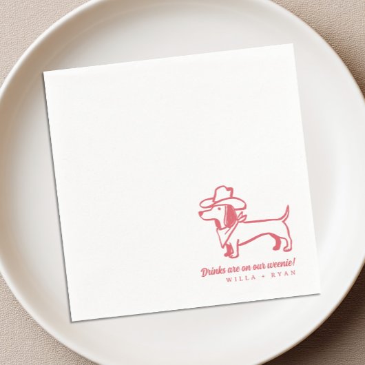 Lustige Dachshund-Hochzeit Serviette