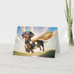 Lustige Dachshund-Superhelden-Grußkarte Karte