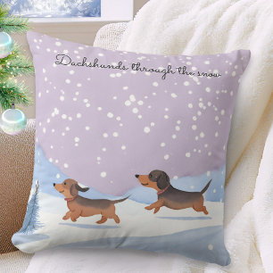 Lustige Dachshunde im Schnee - Sausage Dogs Weihna Kissen