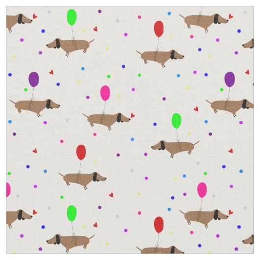 lustige Dackel Hunde Dackel Ballons Stoff (Nahaufnahme)