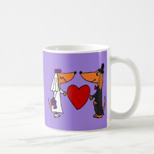 Lustige Dackel-Welpen-Hunde Braut und Kaffeetasse