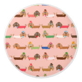 Lustige Dackeln Keramikknauf (Vorderseite)