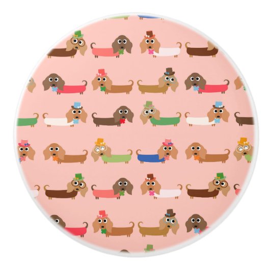 Lustige Dackeln Keramikknauf (Vorderseite)