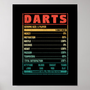 Lustige Dart Ernährungstatsachen Dartspieler Fan T Poster