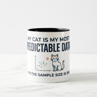 Lustige Datenanalysten-Katze mit unvorhersehbarem Zweifarbige Tasse