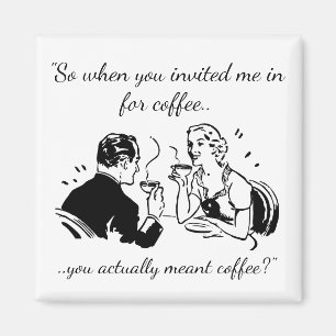 Lustige Dating-Coffee-Einladung im Vintage-Art-Sti Magnet