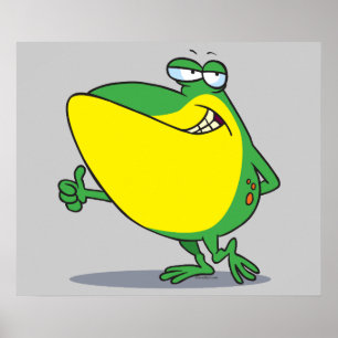 lustige Daumen für Froschfrosch-Cartoon Poster
