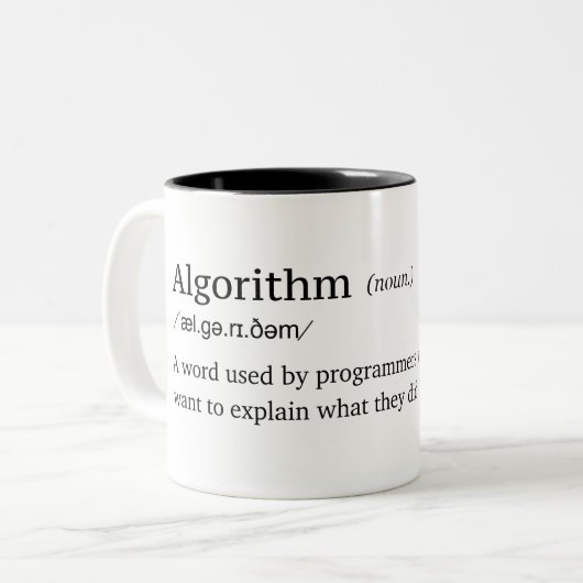Lustige Definition des Algorithmus Zweifarbige Tasse (Vorderseite Links)