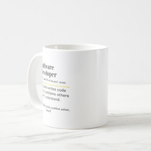 Lustige Definition eines Softwareentwicklers Gesch Kaffeetasse (Vorderseite Links)