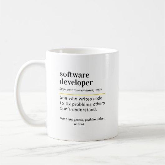 Lustige Definition eines Softwareentwicklers Gesch Kaffeetasse (Links)