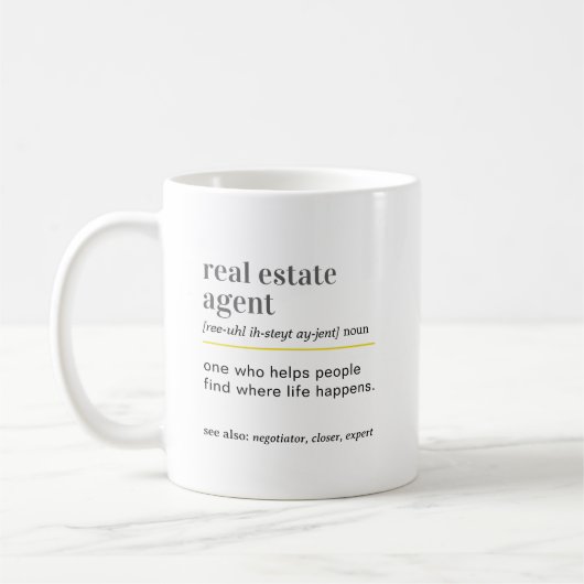 Lustige Definition Geschenk für Immobilienmakler Kaffeetasse (Links)
