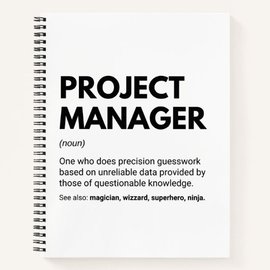Lustige Definition Projektmanager Notizblock (Vorderseite)