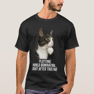 Lustige denkende Katze - Plant die Weltherrschaft T-Shirt