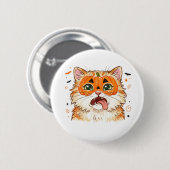 Lustige Derpy Halloween-Katze mit Kürbis-Gesichtsb Button (Vorne & Hinten)
