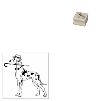 Lustige Deutsche Dogge sagt Hallo zu meinem kleine Gummistempel