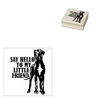 Lustige Deutsche Dogge sagt Hallo zu meinem kleine Gummistempel