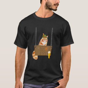 Lustige deutsche Katze mit einem Bier Oktoberfest T-Shirt