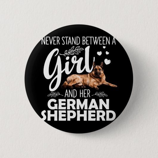Lustige Deutsche Schäferhund-Kunst für Mädchen Fra Button (Vorderseite)
