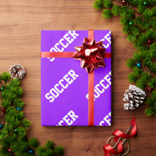 Lustige diagonale weiße SOCCER-Text auf leuchtend Geschenkpapier