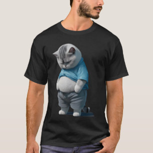 Lustige Dicke Traurige Katze Kunst Design Dickes K T-Shirt