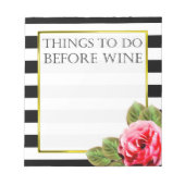 Lustige Dinge vor dem Wein Notizblock (Vorderseite)