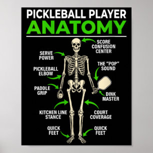 Lustige Dink-Pickleball-Spielerin Anatomie Damen Poster