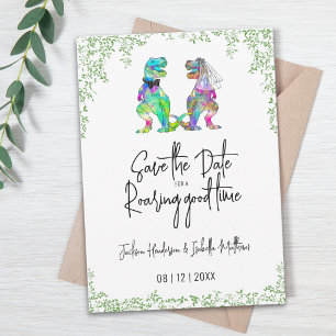 Lustige Dinosaurier-Braut und Bräutigam-Hochzeit Save The Date