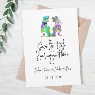 Lustige Dinosaurier Braut und Bräutigam Hochzeit Save The Date
