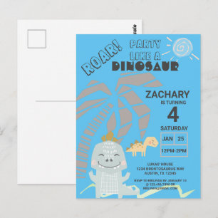 Lustige Dinosaurier-Brüll-Kinder-Geburtstags-Einla Postkarte