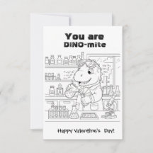 lustige Dinosaurier-Färb-Maze-Valentinstagskarte f