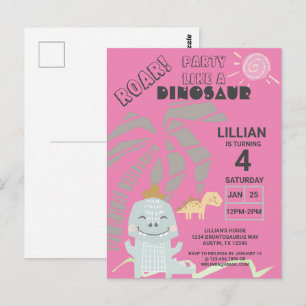 Lustige Dinosaurier-Geburtstags-Einladung für Kind Postkarte
