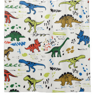 lustige Dinosaurier-Grafik Duschvorhang