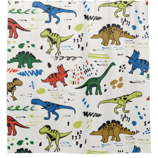 lustige Dinosaurier-Grafik Duschvorhang (Vorderseite)