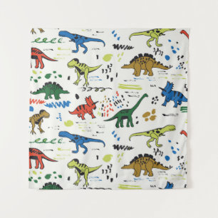lustige Dinosaurier-Grafik Wandteppich