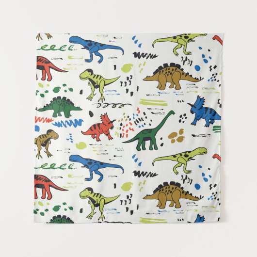 lustige Dinosaurier-Grafik Wandteppich (Vorderseite)
