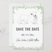 Lustige Dinosaurier-Hochzeit Grün Save The Date (Vorderseite)