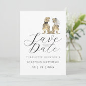 Lustige Dinosaurier Hochzeit Save The Date (Stehend Vorderseite)