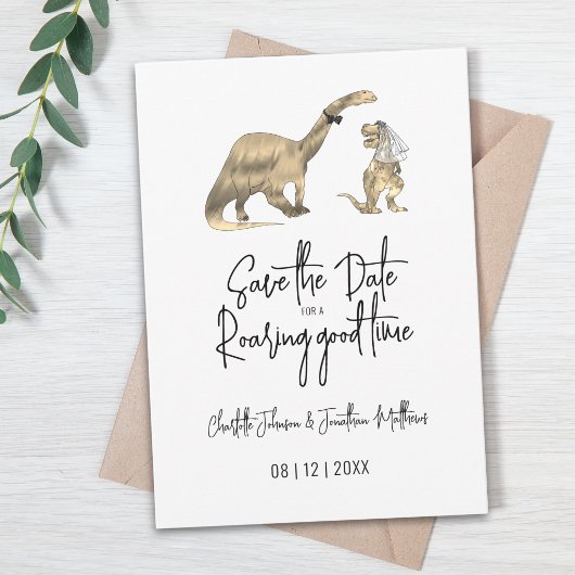 Lustige Dinosaurier-Hochzeit - Save the Date