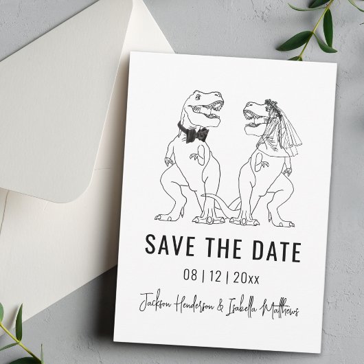Lustige Dinosaurier-Hochzeit Save The Date
