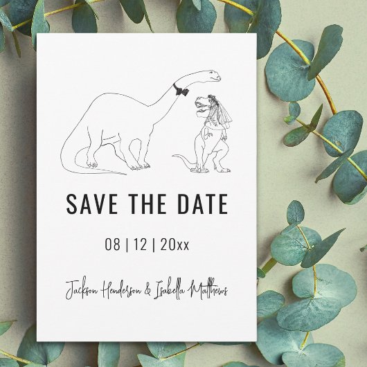 Lustige Dinosaurier-Hochzeit Save The Date