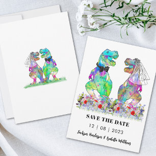Lustige Dinosaurier-Hochzeit Save The Date