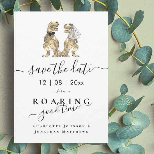 Lustige Dinosaurier Hochzeit Save The Date