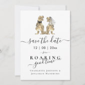 Lustige Dinosaurier Hochzeit Save The Date (Vorderseite)