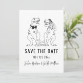 Lustige Dinosaurier-Hochzeit Save The Date (Stehend Vorderseite)