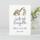 Lustige Dinosaurier Hochzeit Save The Date (Stehend Vorderseite)