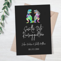 Lustige Dinosaurier-Hochzeit Schwarz und Weiß