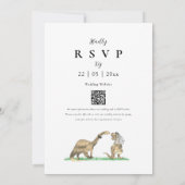 Lustige Dinosaurier-Hochzeits-QR-Code Einladung (Rückseite)