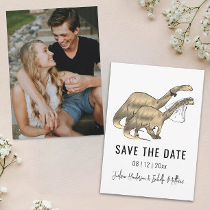 Lustige Dinosaurier-Hochzeitsfoto Save The Date