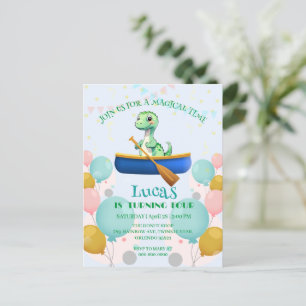 Lustige Dinosaurier Kajakt Geburtstagsfeier DIY Na Postkarte